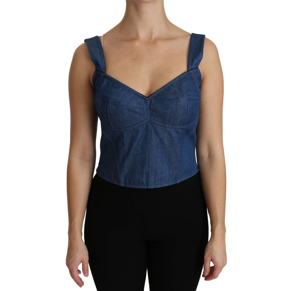 Dolce & Gabbana Elegantes ärmelloses Bustier-Top in Blau