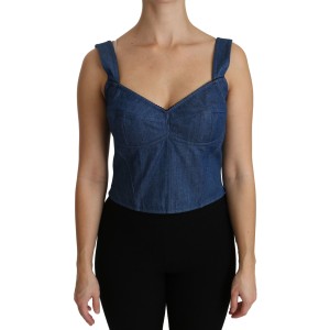 Dolce & Gabbana Elegantes ärmelloses Bustier-Top in Blau