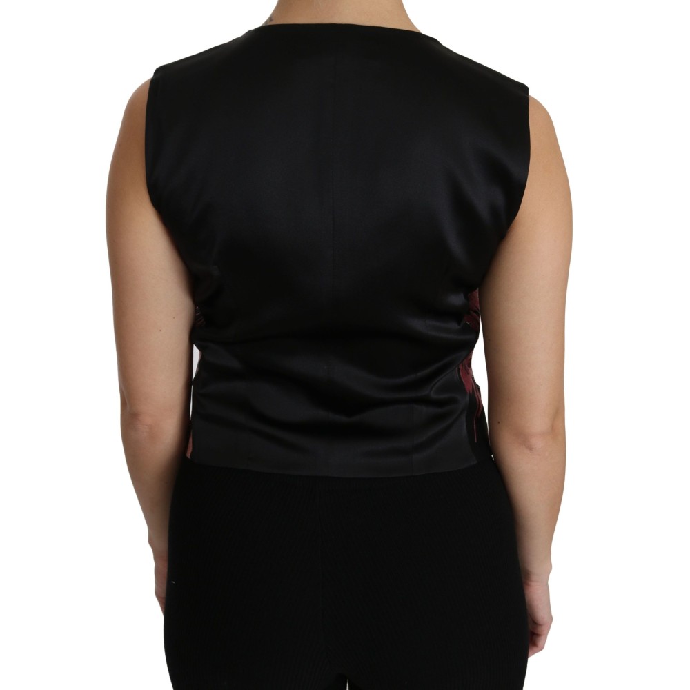 Dolce & Gabbana Elegantes Brokat-Top mit Blumenmuster und tiefem Ausschnitt
