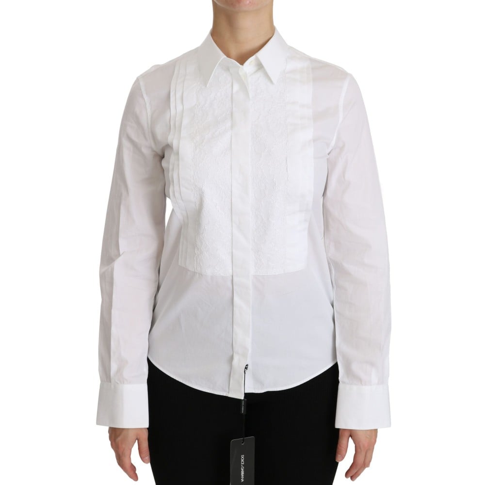 Dolce & Gabbana Elegantes langärmeliges Poloshirt mit Kragen in Weiß