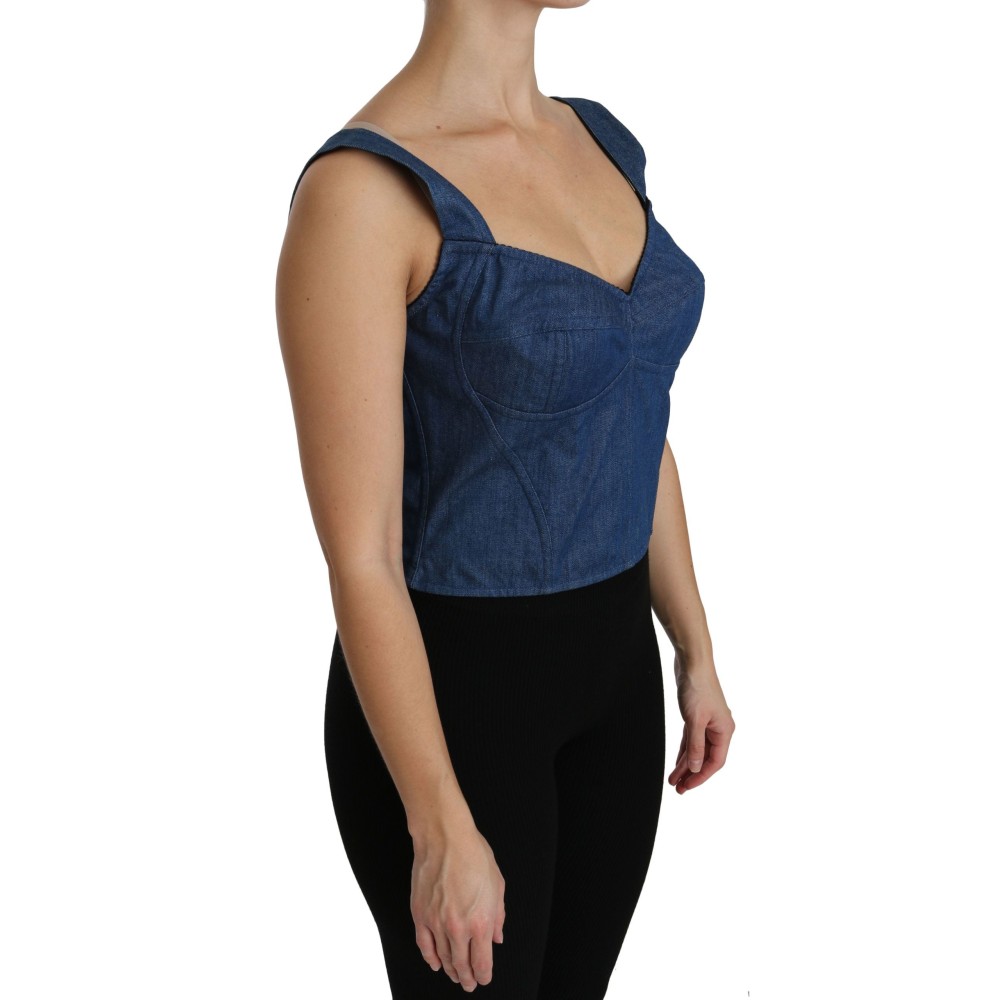 Dolce & Gabbana Elegantes ärmelloses Bustier-Top in Blau