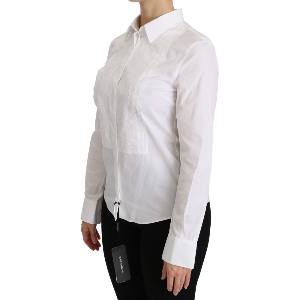 Dolce & Gabbana Elegantes langärmeliges Poloshirt mit Kragen in Weiß