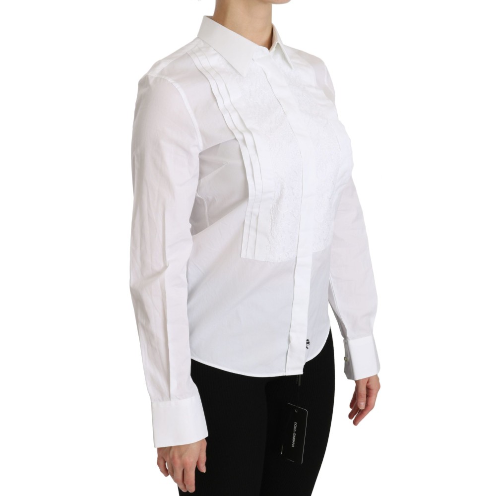 Dolce & Gabbana Elegantes langärmeliges Poloshirt mit Kragen in Weiß