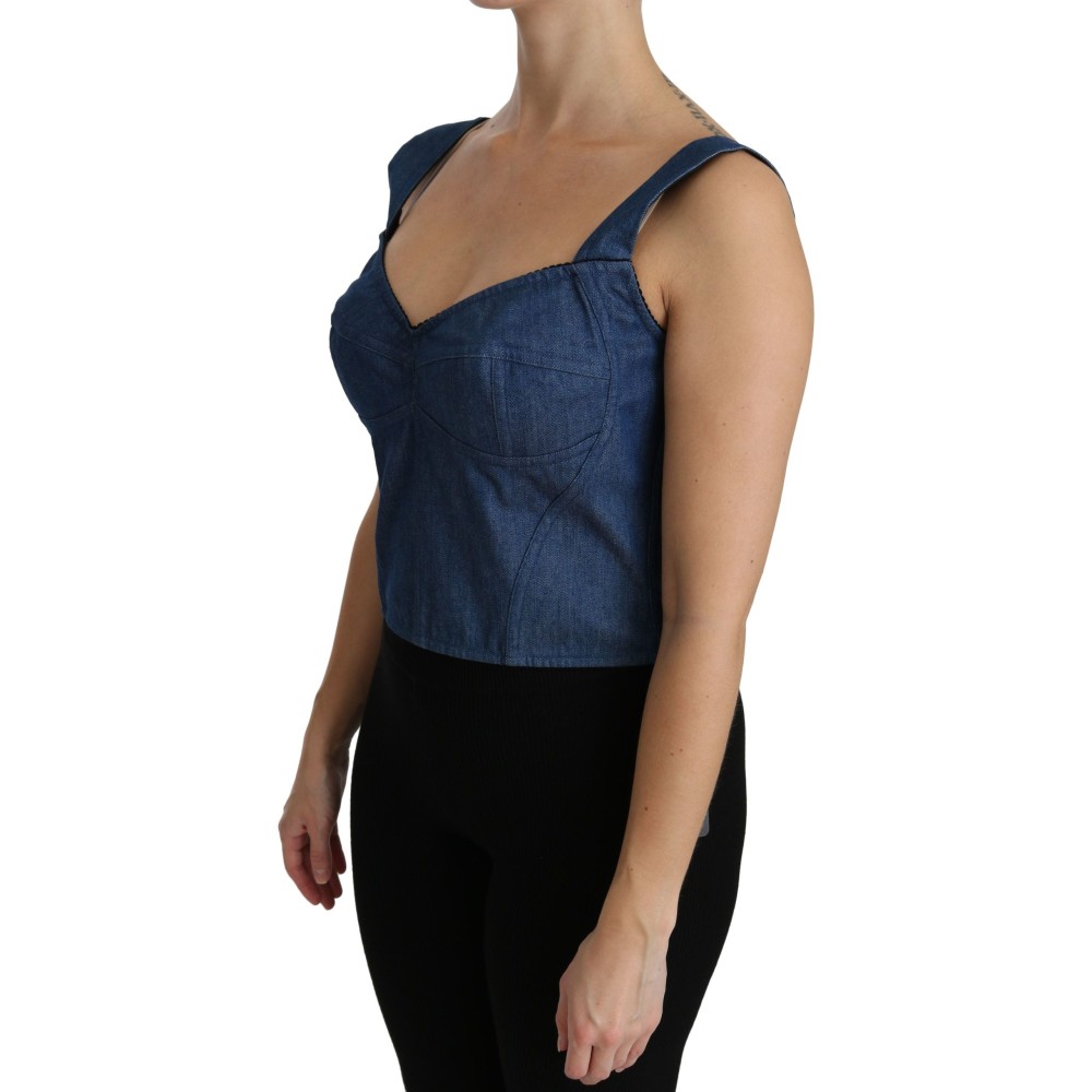 Dolce & Gabbana Elegantes ärmelloses Bustier-Top in Blau