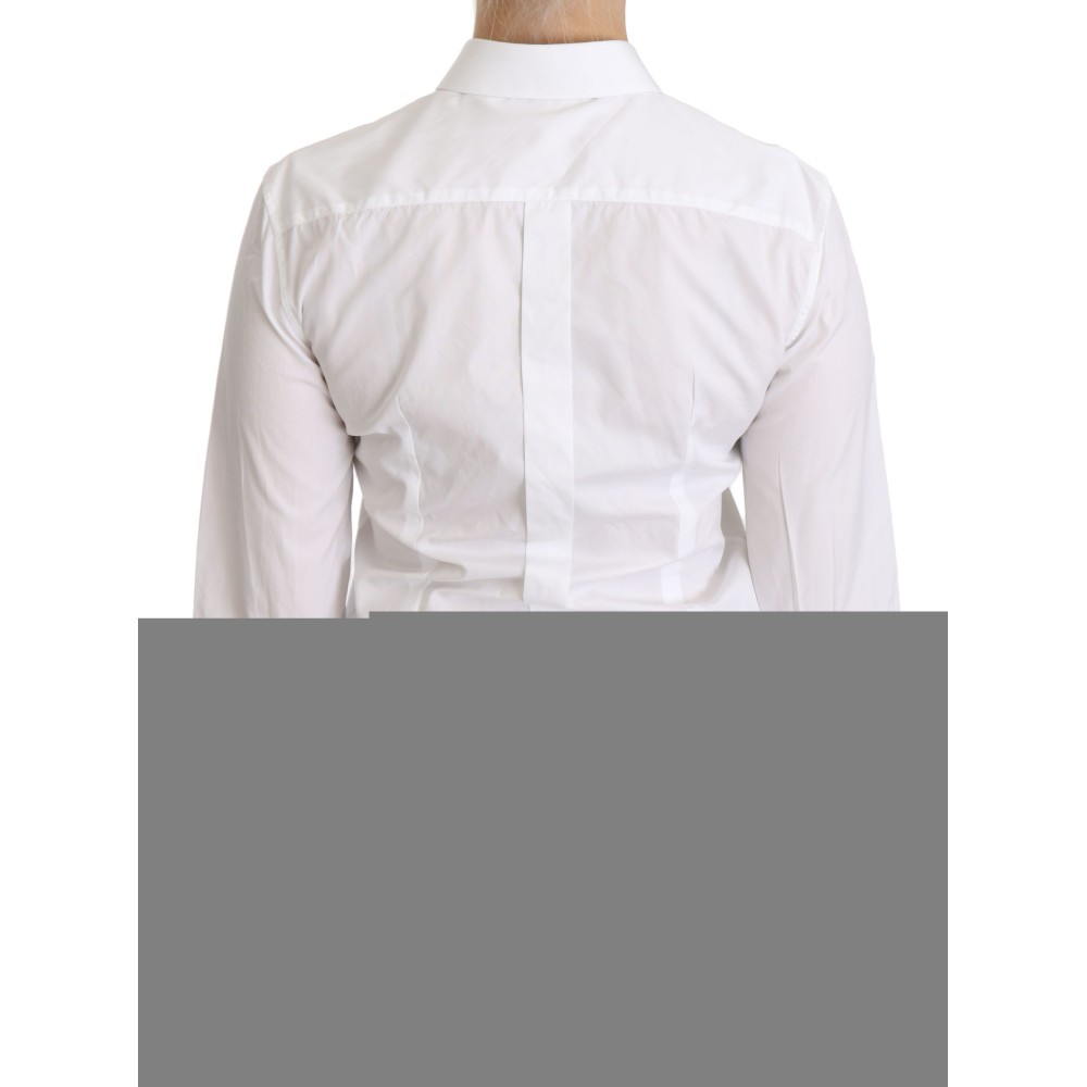 Dolce & Gabbana Elegantes langärmeliges Poloshirt mit Kragen in Weiß