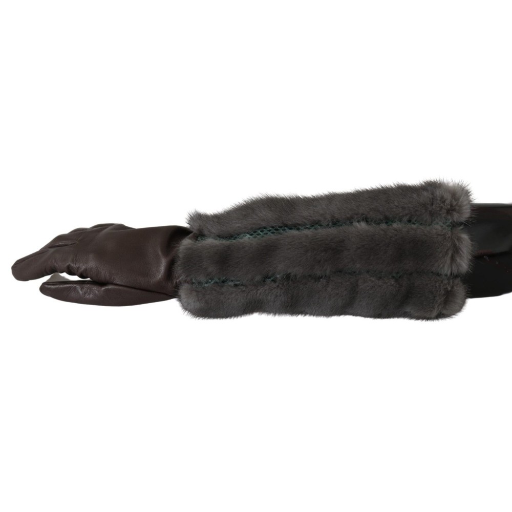 Dolce & Gabbana Elegante Mittelarm-Lederhandschuhe in Braun