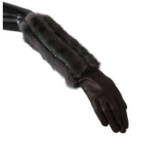 Dolce & Gabbana Elegante Mittelarm-Lederhandschuhe in Braun