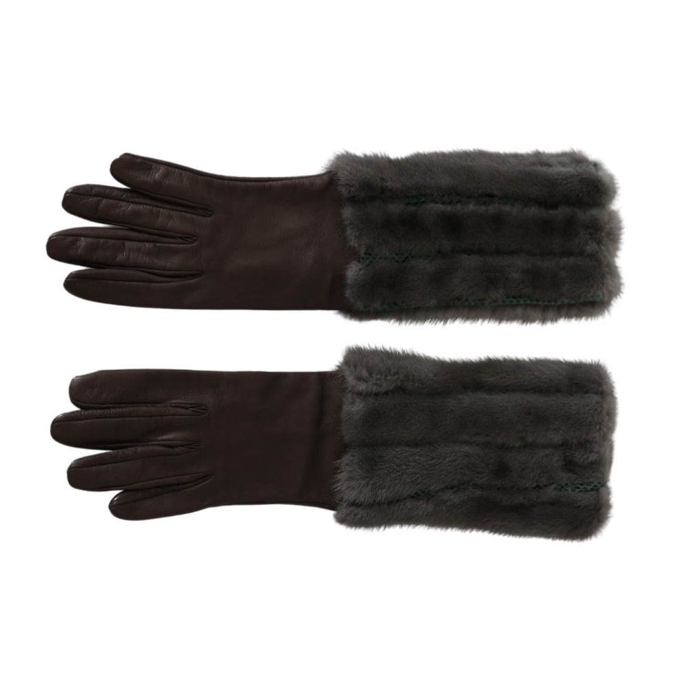 Dolce & Gabbana Elegante Mittelarm-Lederhandschuhe in Braun