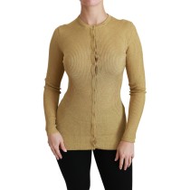 Dolce & Gabbana Elegante langärmelige goldene Strickjacke