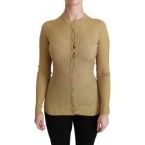 Dolce & Gabbana Elegante langärmelige goldene Strickjacke
