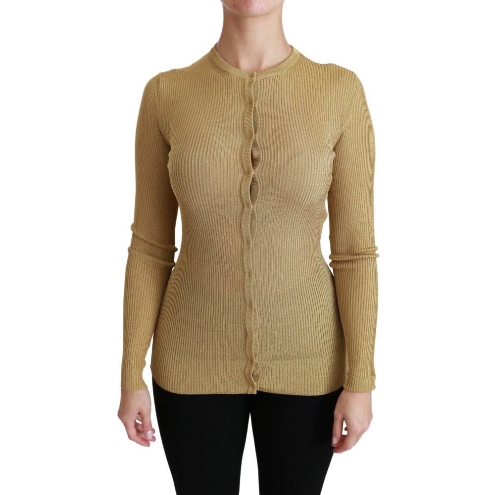 Dolce & Gabbana Elegante langärmelige goldene Strickjacke