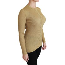 Dolce & Gabbana Elegante langärmelige goldene Strickjacke