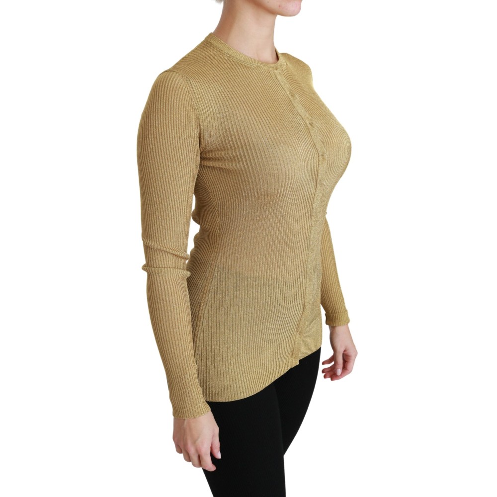 Dolce & Gabbana Elegante langärmelige goldene Strickjacke