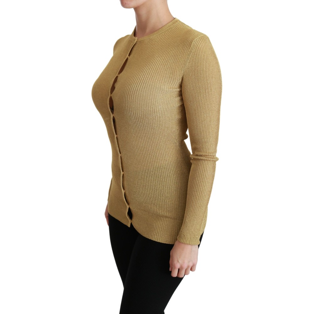Dolce & Gabbana Elegante langärmelige goldene Strickjacke