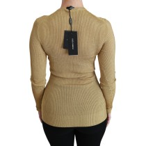 Dolce & Gabbana Elegante langärmelige goldene Strickjacke