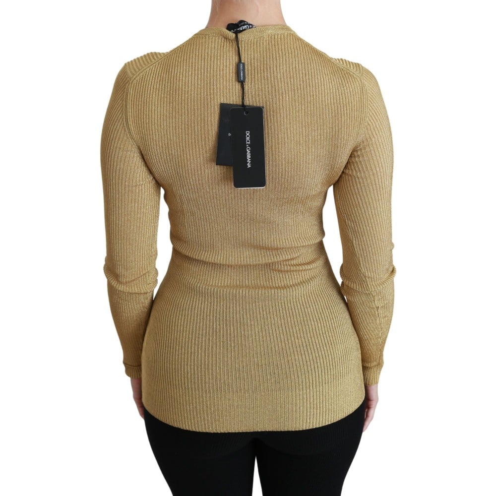 Dolce & Gabbana Elegante langärmelige goldene Strickjacke
