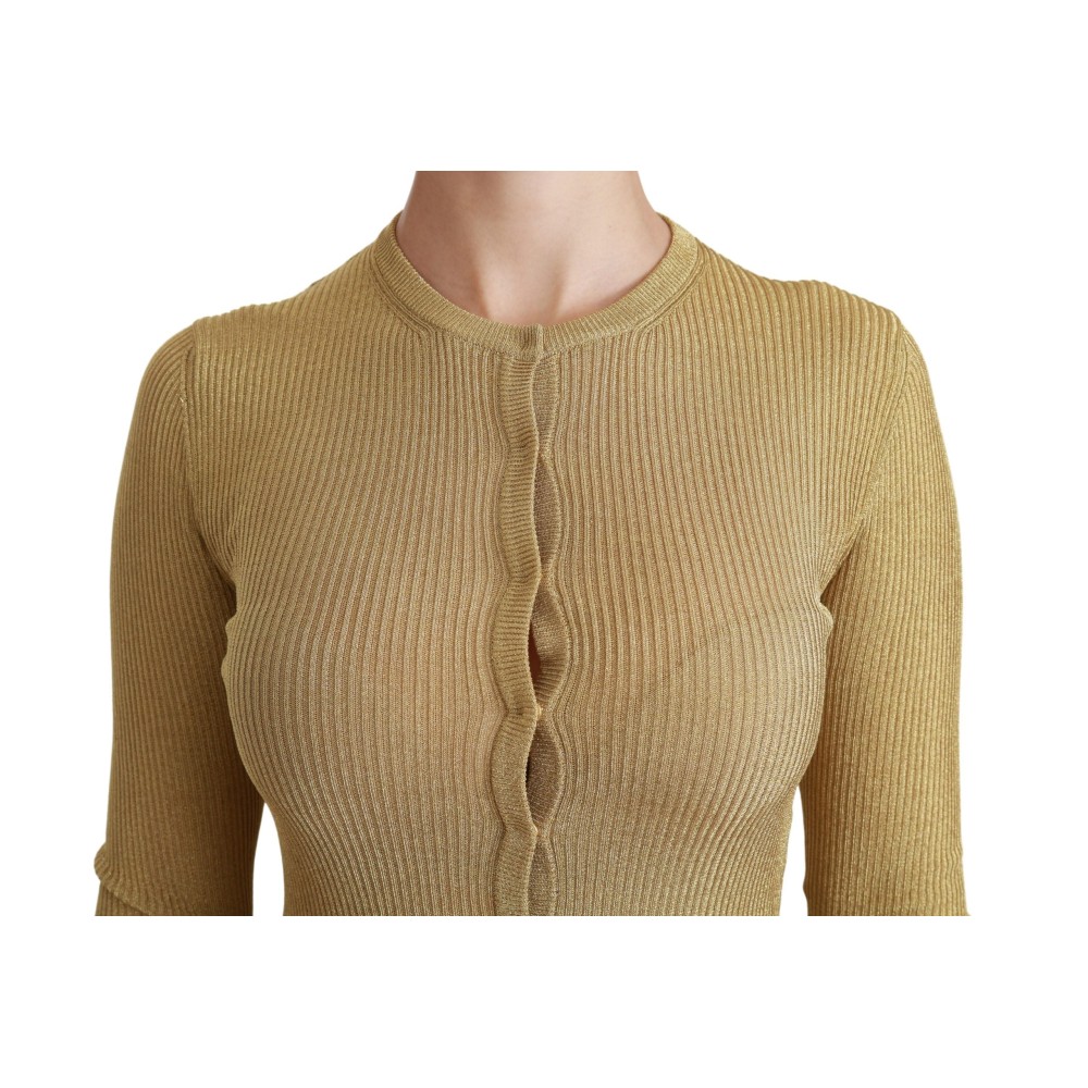 Dolce & Gabbana Elegante langärmelige goldene Strickjacke