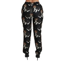 Dolce & Gabbana Elegante Seidenhose mit Welpenhund-Aufdruck