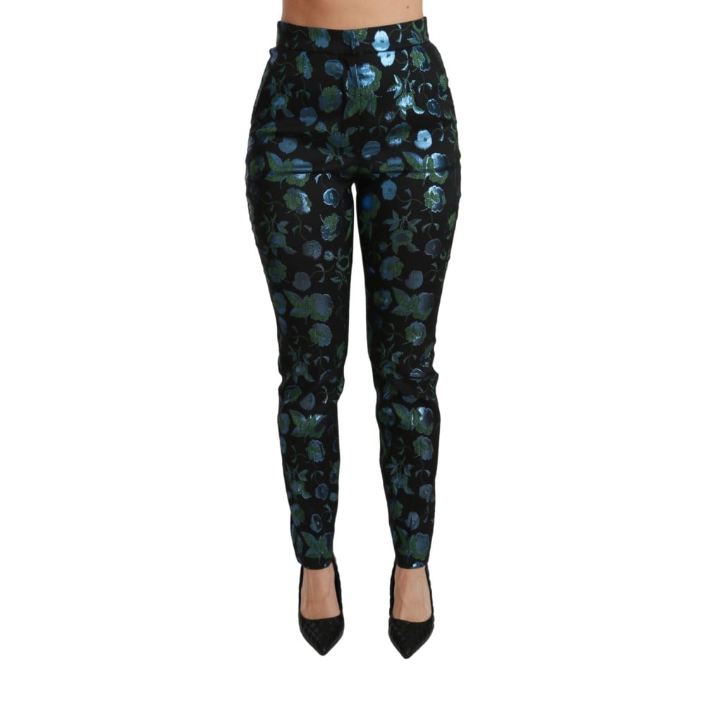 Dolce & Gabbana Florale Skinny-Hose mit hoher Taille