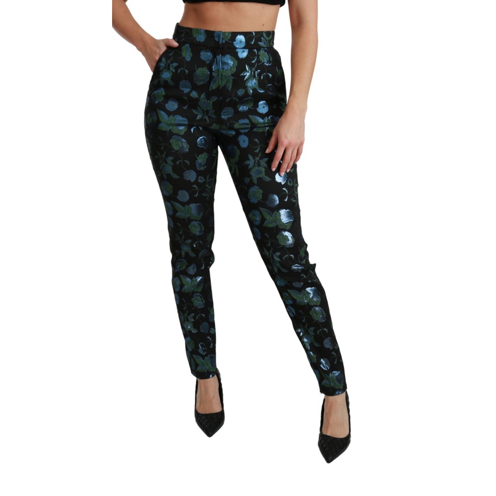 Dolce & Gabbana Florale Skinny-Hose mit hoher Taille