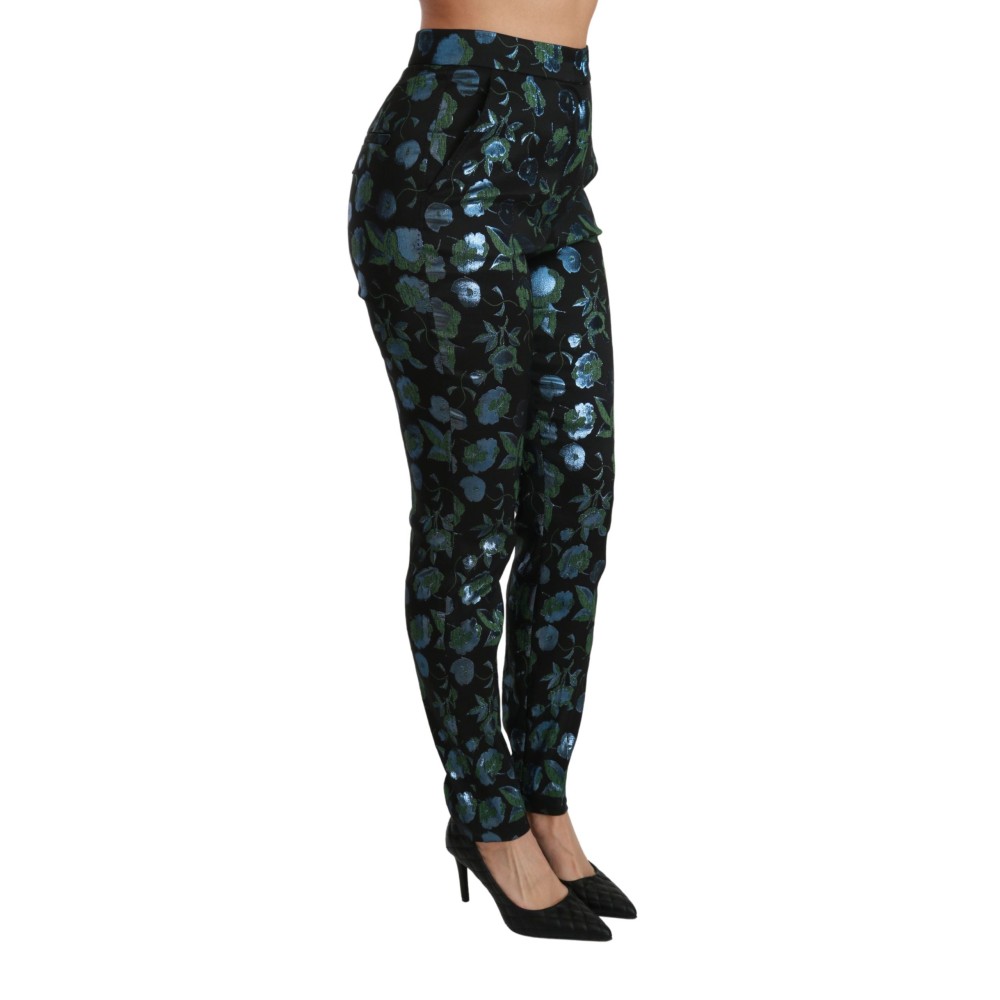 Dolce & Gabbana Florale Skinny-Hose mit hoher Taille