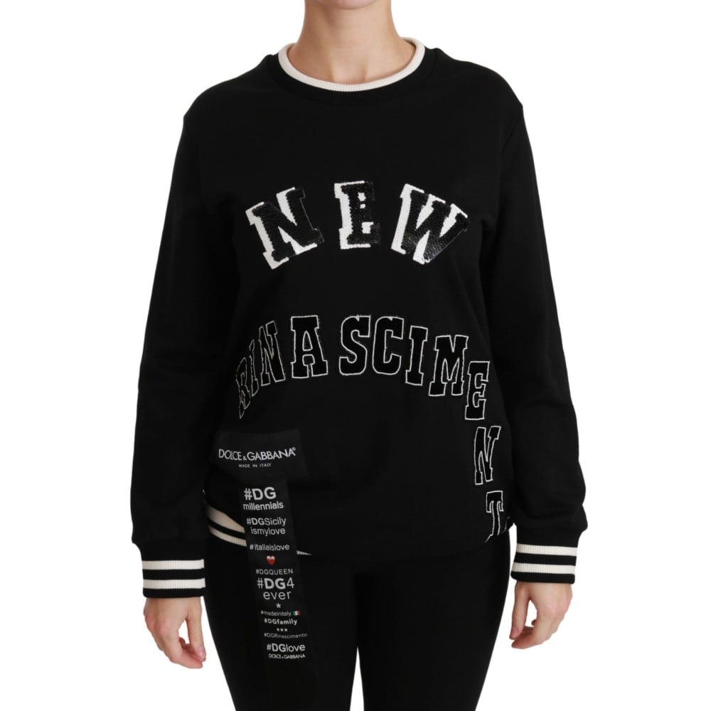 Dolce & Gabbana Schicker schwarzer Pullover aus Baumwolle mit Pailletten