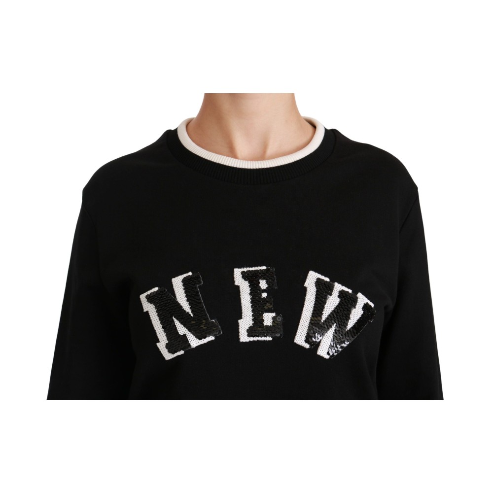 Dolce & Gabbana Schicker schwarzer Pullover aus Baumwolle mit Pailletten