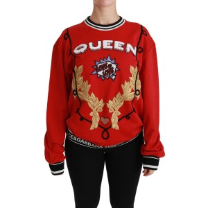Dolce & Gabbana Strahlend roter Pullover mit Rundhalsausschnitt und Pailletten