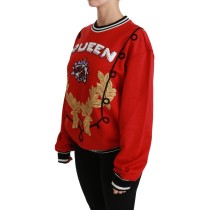 Dolce & Gabbana Strahlend roter Pullover mit Rundhalsausschnitt und Pailletten