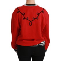 Dolce & Gabbana Strahlend roter Pullover mit Rundhalsausschnitt und Pailletten