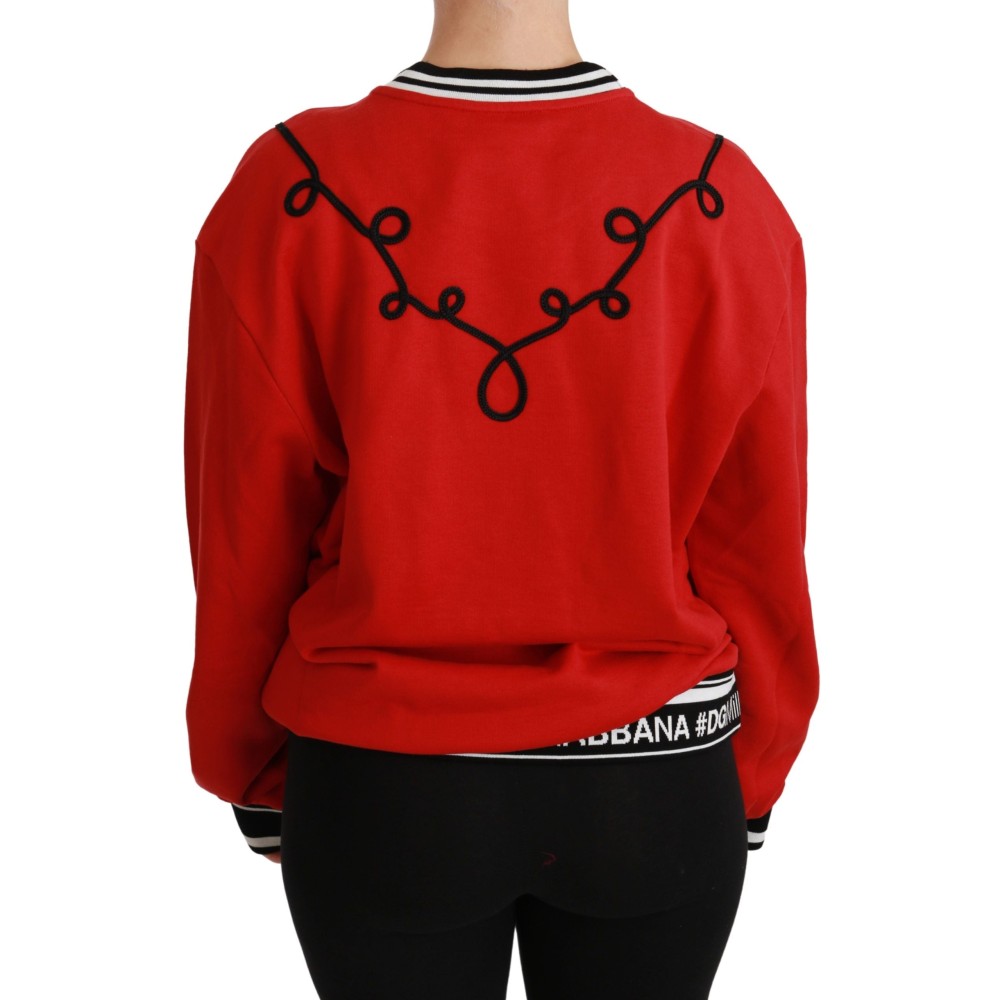 Dolce & Gabbana Strahlend roter Pullover mit Rundhalsausschnitt und Pailletten