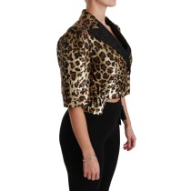 Dolce & Gabbana Gold Leopard Print Kurzarm Blazer