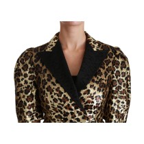 Dolce & Gabbana Gold Leopard Print Kurzarm Blazer