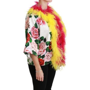 Dolce & Gabbana Elegante Gold Floral Spitze Blazer Jacke