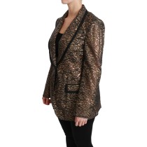 Dolce & Gabbana Elegante Gold Floral Spitze Blazer Jacke