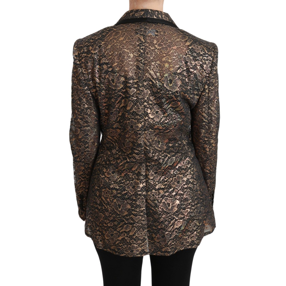 Dolce & Gabbana Elegante Gold Floral Spitze Blazer Jacke