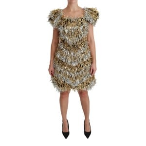 Dolce & Gabbana Elegantes Silberfarbenes Shift-Minikleid