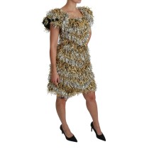 Dolce & Gabbana Elegantes Silberfarbenes Shift-Minikleid