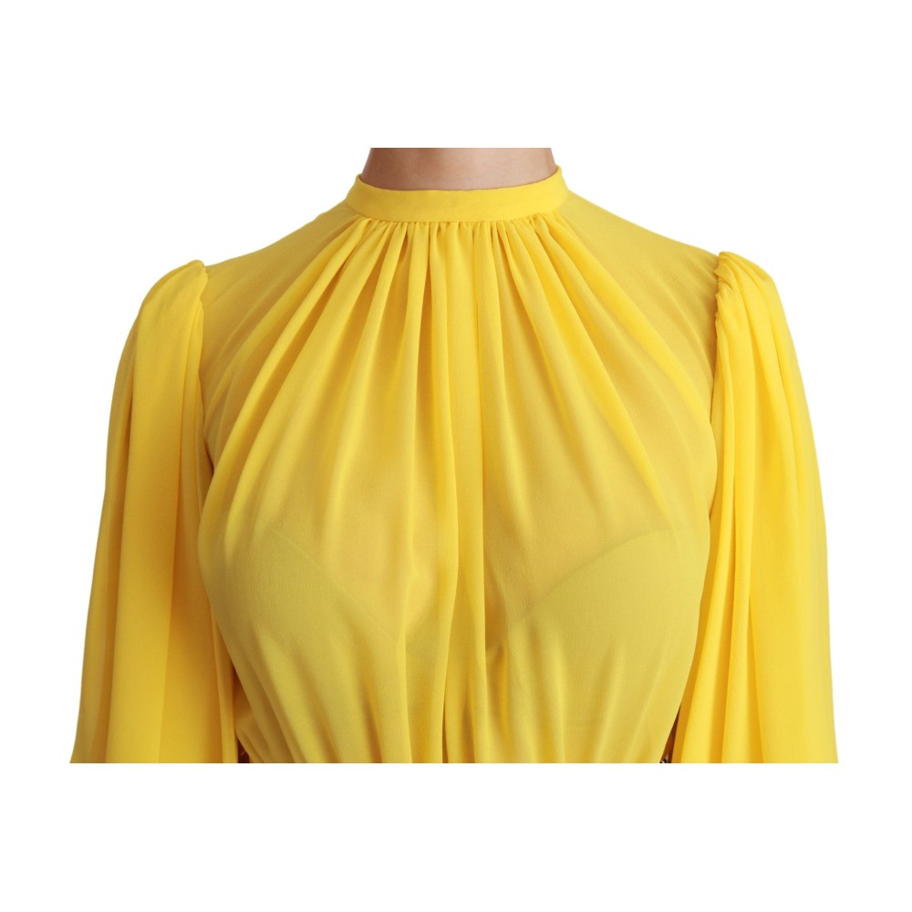 Dolce & Gabbana Minikleid aus Seide mit Plissee in A-Linie in Sunshine Yellow