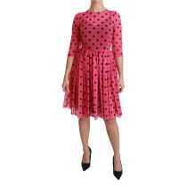 Dolce & Gabbana Elegantes gepunktetes knielanges Kleid in A-Linie