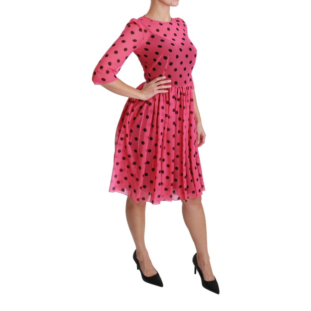 Dolce & Gabbana Elegantes gepunktetes knielanges Kleid in A-Linie