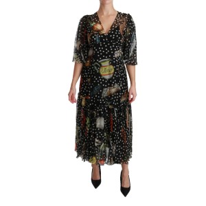 Dolce & Gabbana Elegantes Maxikleid aus Seide mit Plissee in A-Linie