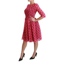 Dolce & Gabbana Elegantes gepunktetes knielanges Kleid in A-Linie