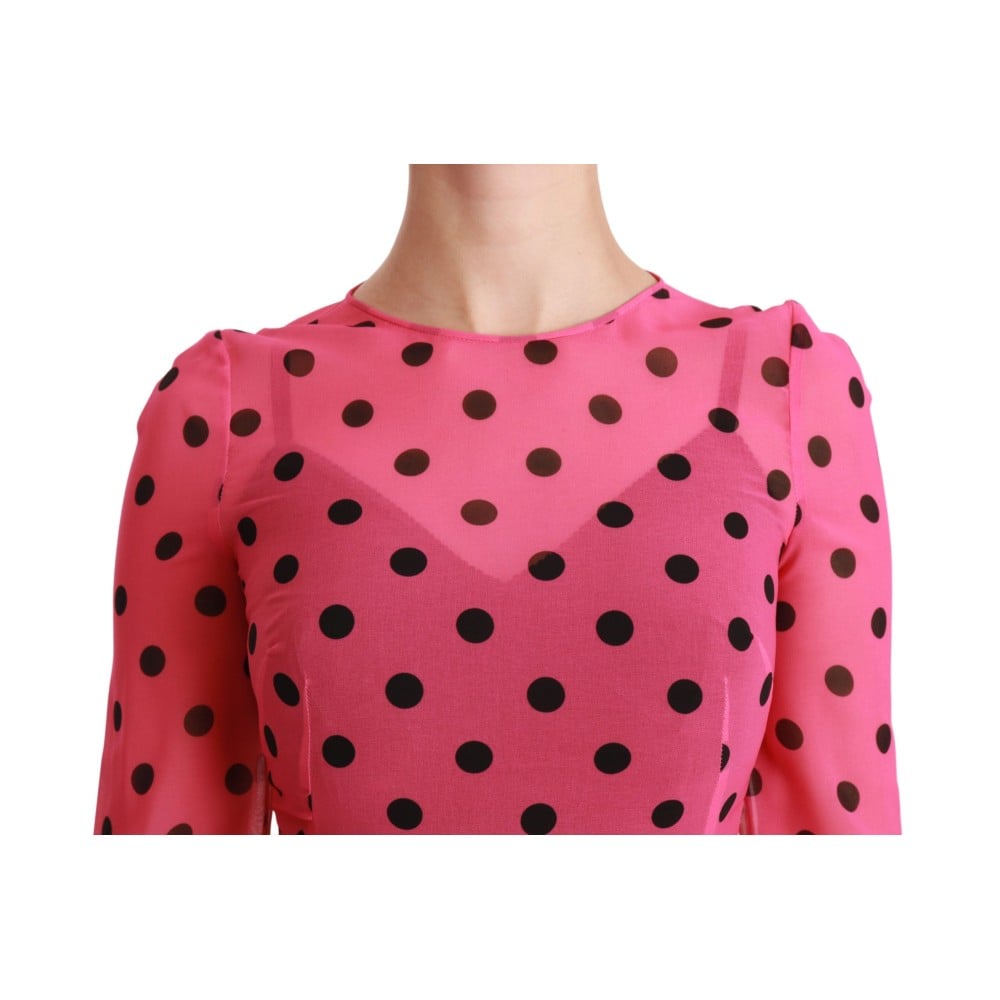 Dolce & Gabbana Elegantes gepunktetes knielanges Kleid in A-Linie
