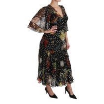 Dolce & Gabbana Elegantes Maxikleid aus Seide mit Plissee in A-Linie