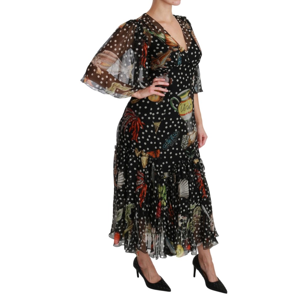 Dolce & Gabbana Elegantes Maxikleid aus Seide mit Plissee in A-Linie