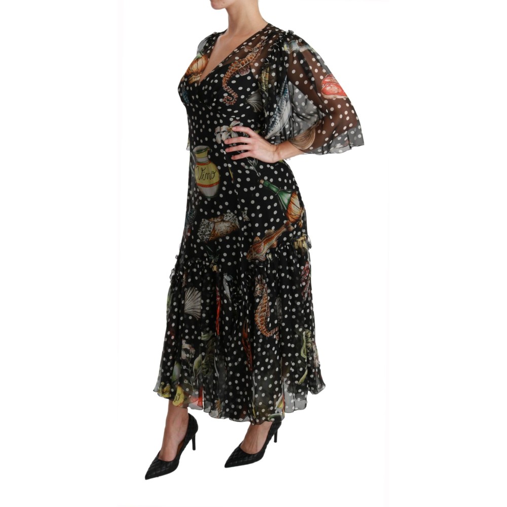 Dolce & Gabbana Elegantes Maxikleid aus Seide mit Plissee in A-Linie