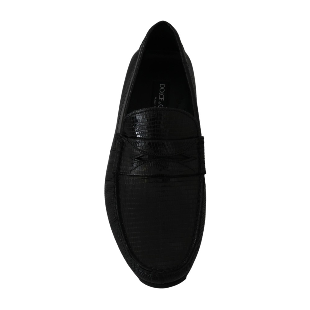 Dolce & Gabbana Exquisite Loafers aus schwarzem Eidechsenleder
