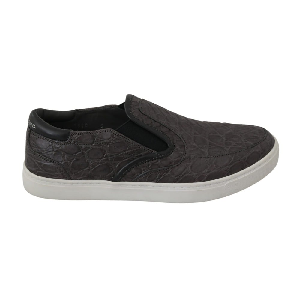Dolce & Gabbana Elegante Loafers aus grauem Kaimanleder
