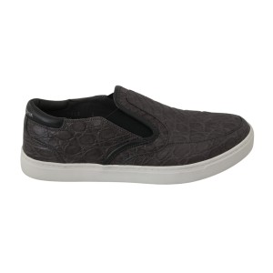 Dolce & Gabbana Elegante Loafers aus grauem Kaimanleder